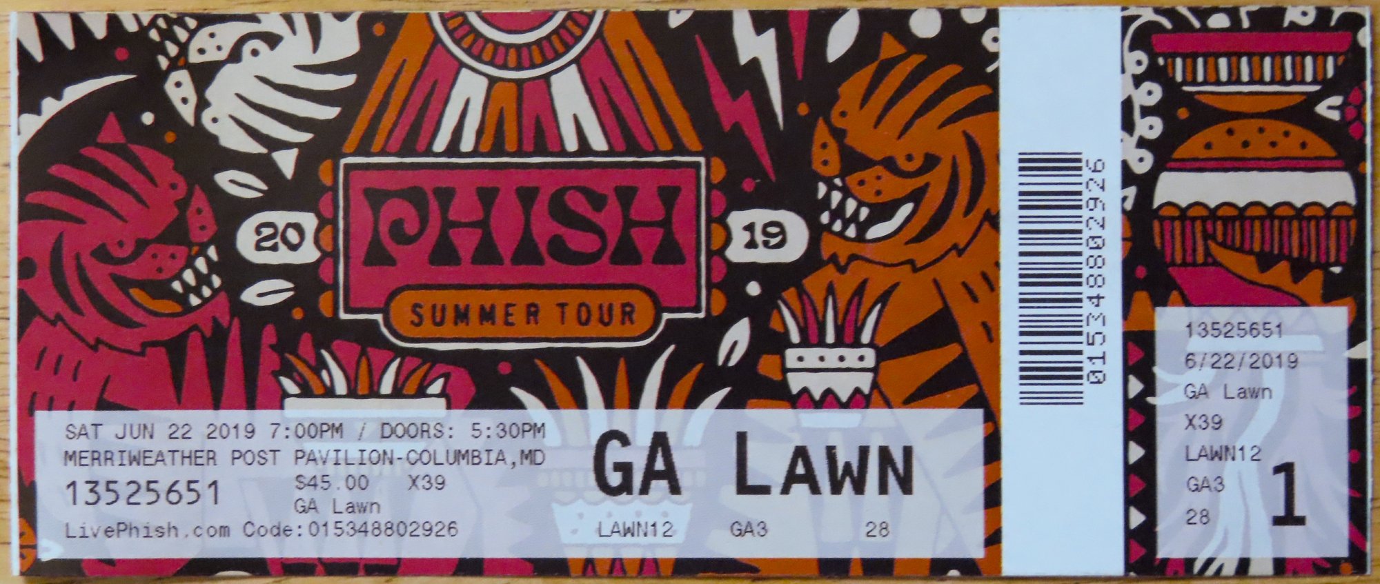 Ticket for 2019-06-22 at Merriweather Post Pavilion