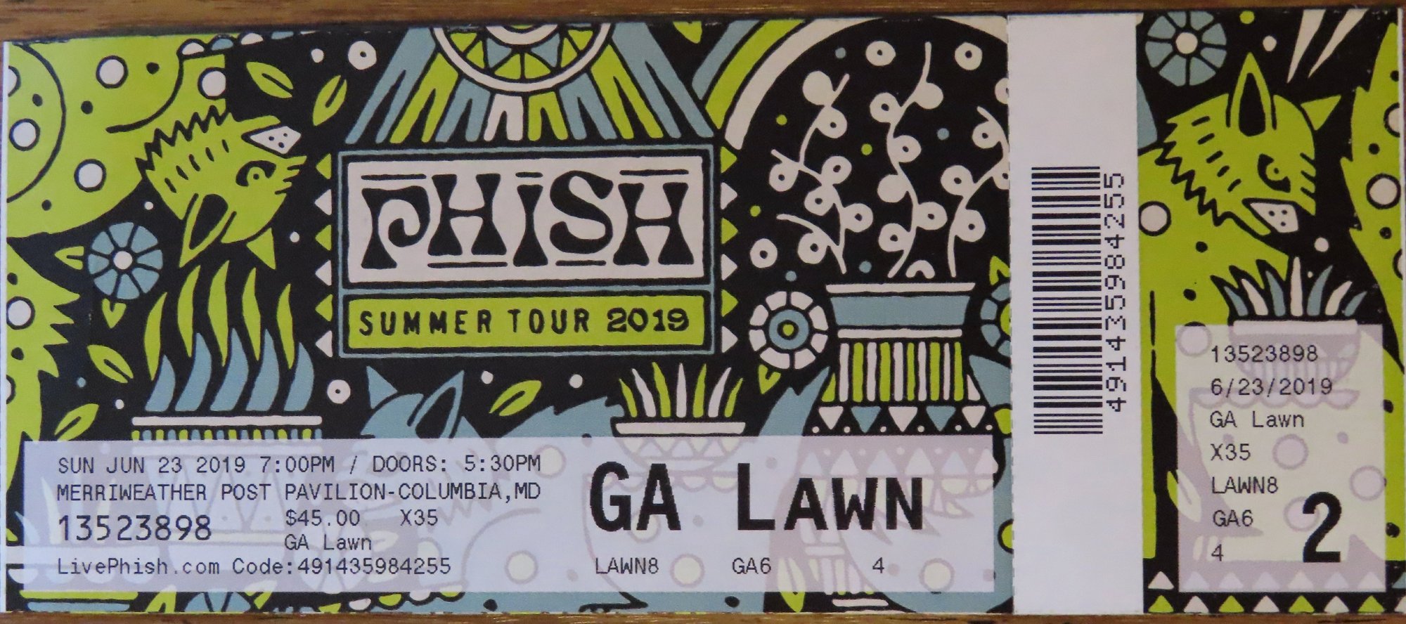 Ticket for 2019-06-23 at Merriweather Post Pavilion