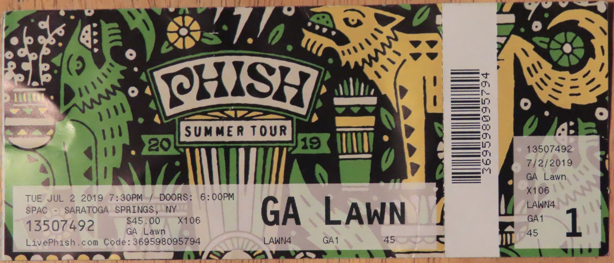Ticket for 2019-07-02 at Saratoga Performing Arts Center