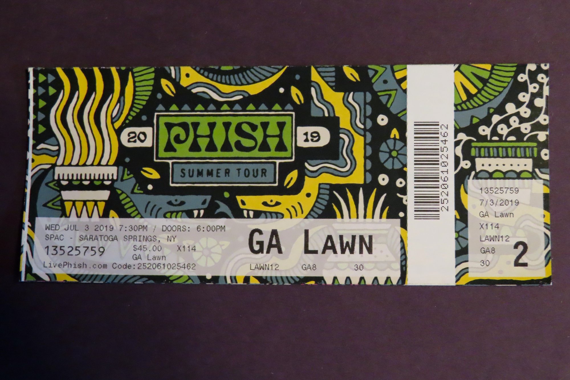 Ticket for 2019-07-03 at Saratoga Performing Arts Center