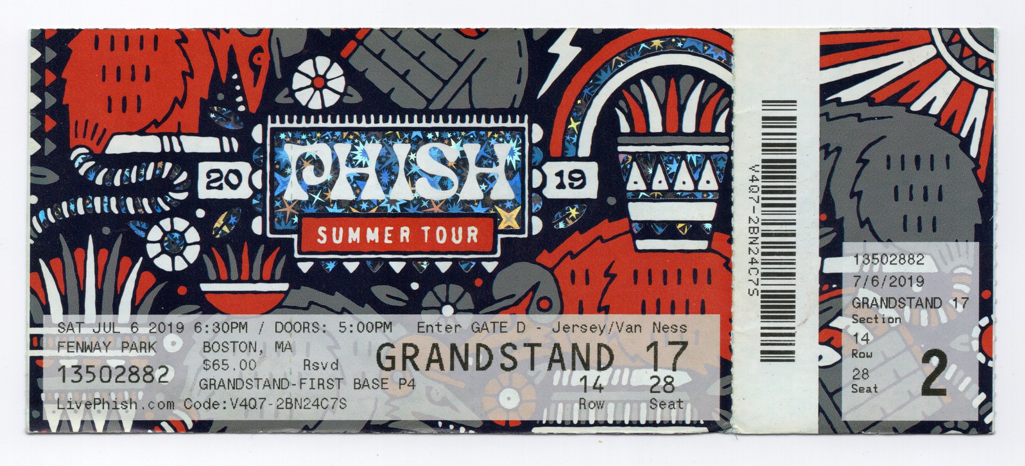 Ticket for 2019-07-06 at Fenway Park