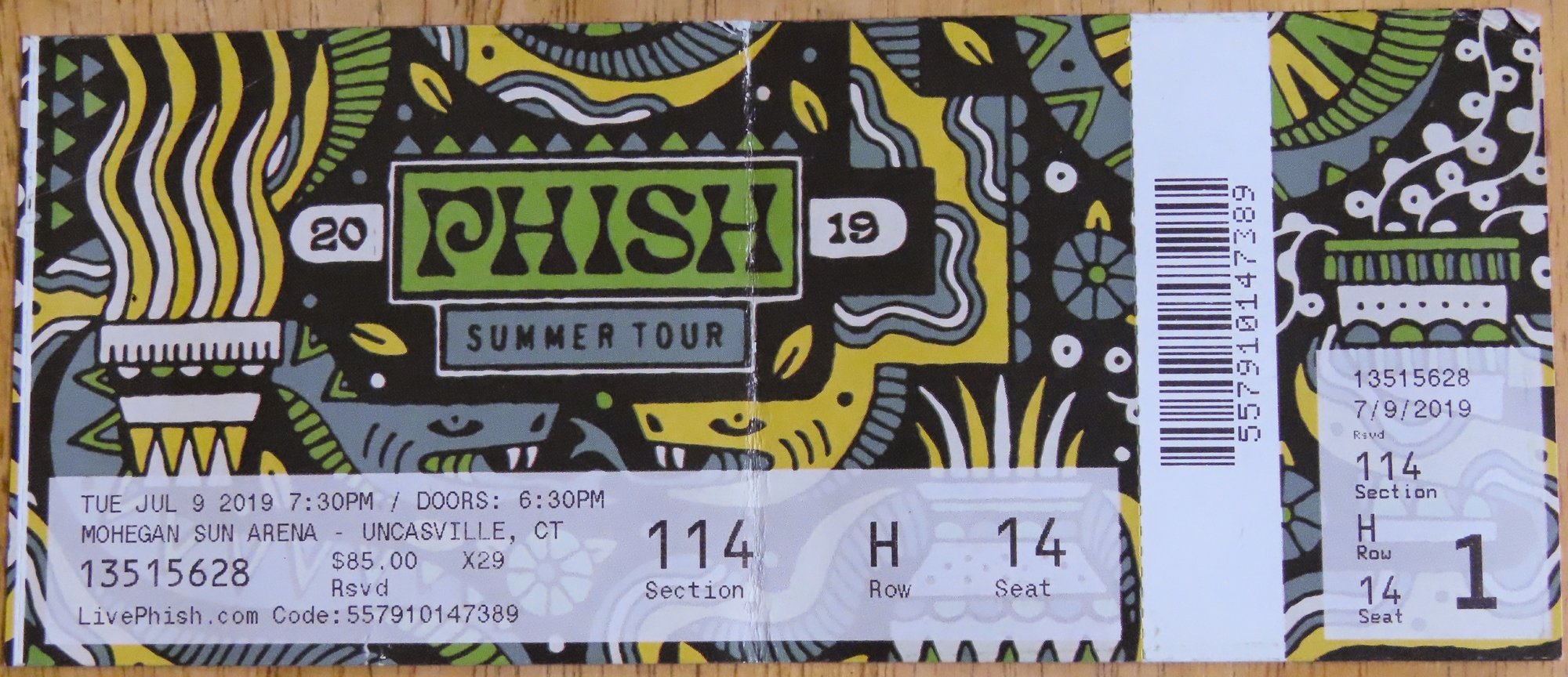 Ticket for 2019-07-09 at Mohegan Sun Arena