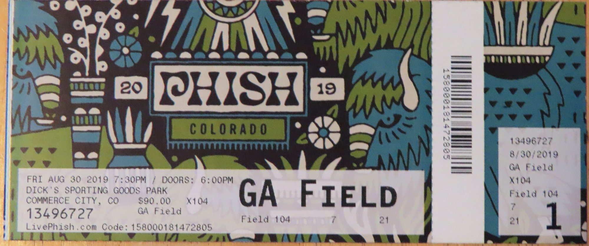 Ticket for 2019-08-30 at Dick's Sporting Goods Park