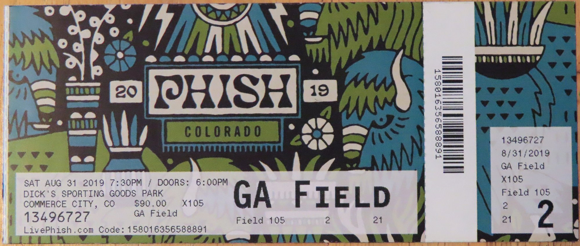 Ticket for 2019-08-31 at Dick's Sporting Goods Park