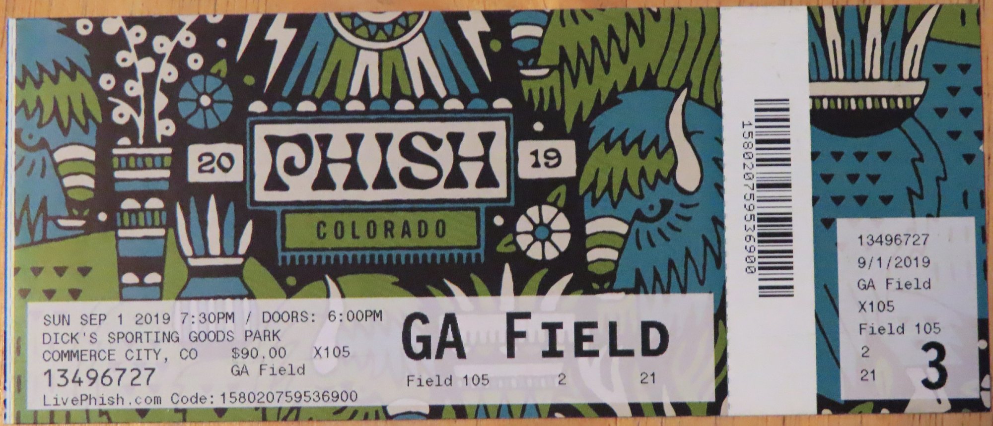 Ticket for 2019-09-01 at Dick's Sporting Goods Park