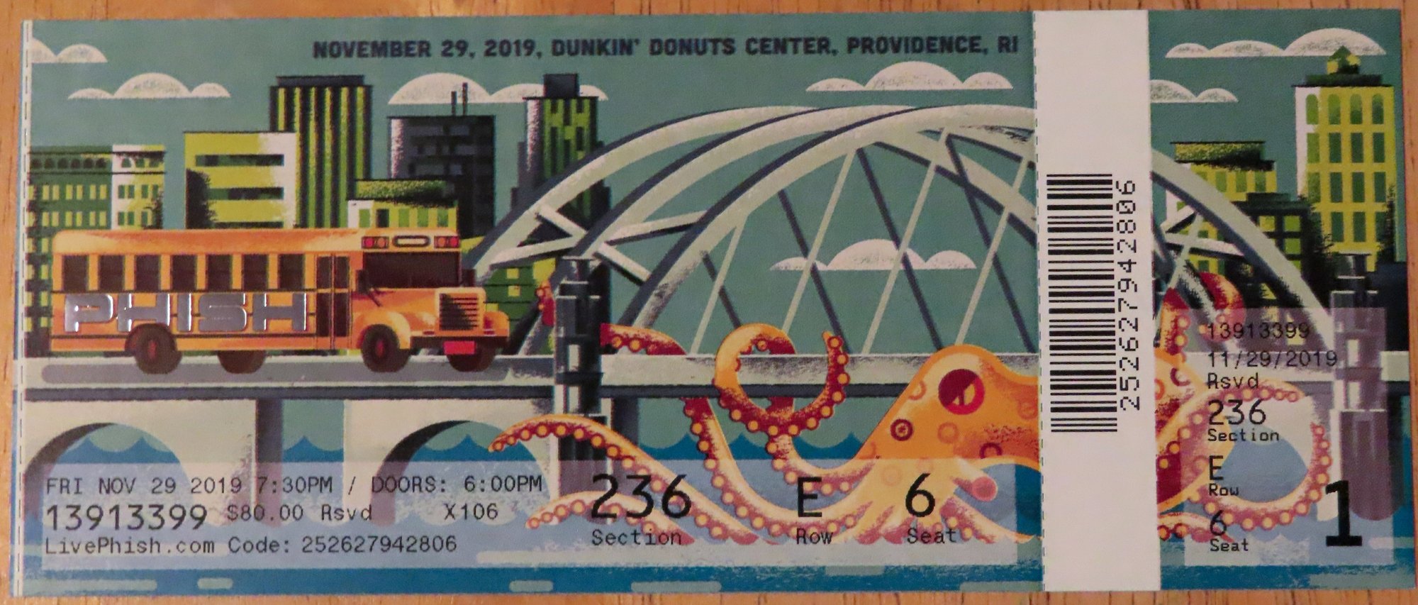 Ticket for 2019-11-29 at Dunkin' Donuts Center