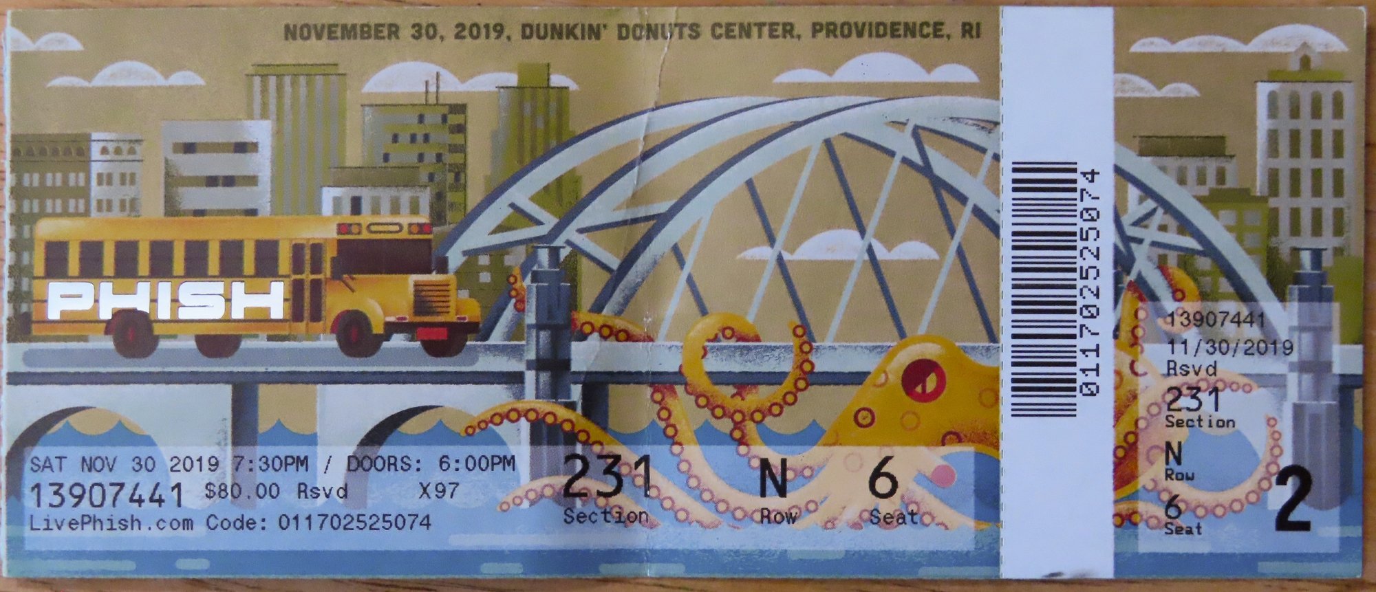 Ticket for 2019-11-30 at Dunkin' Donuts Center