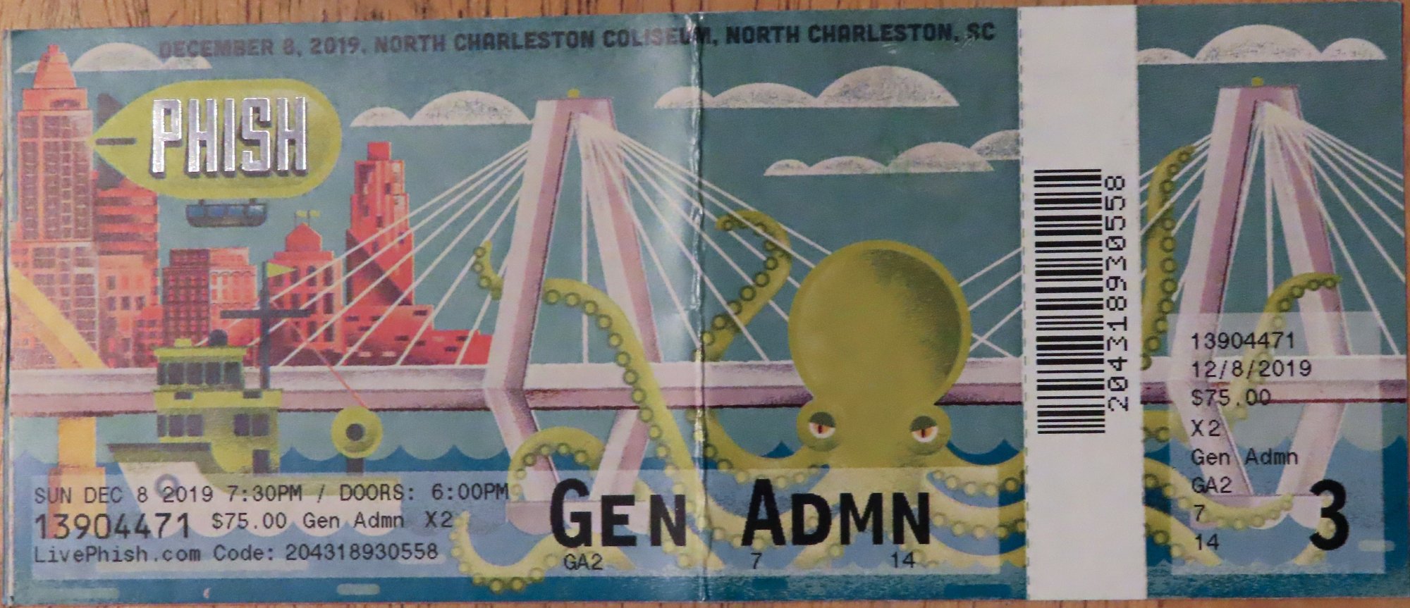 Ticket for 2019-12-08 at North Charleston Coliseum