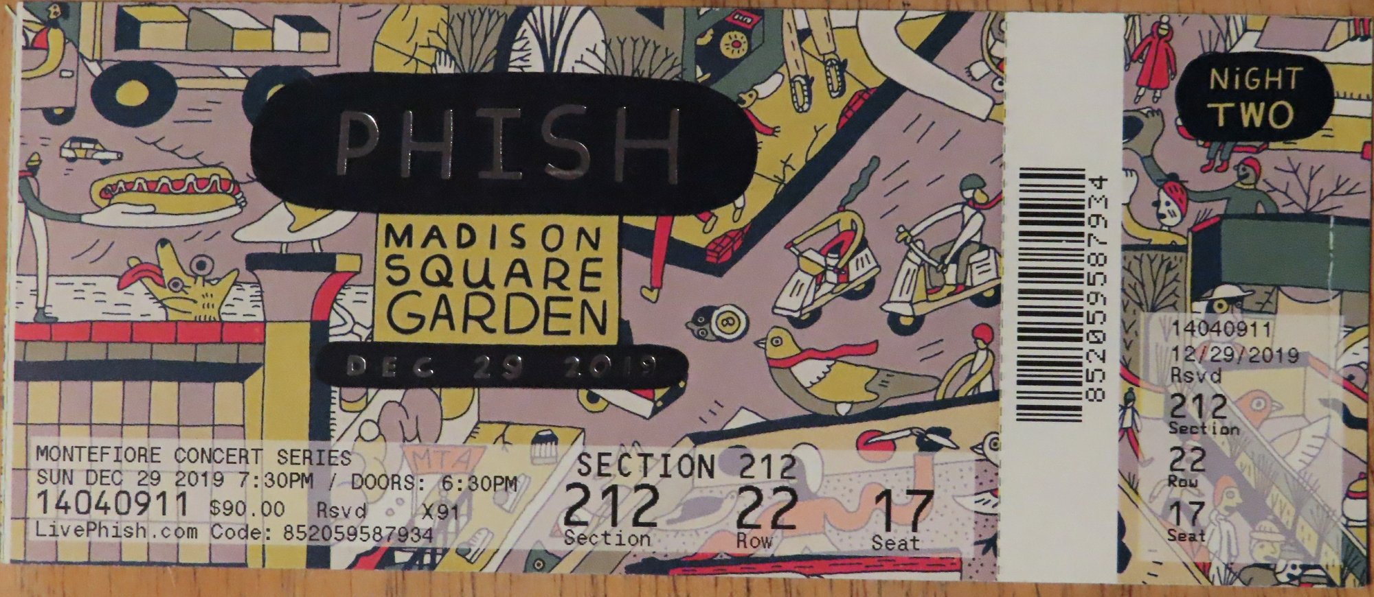 Ticket for 2019-12-29 at Madison Square Garden