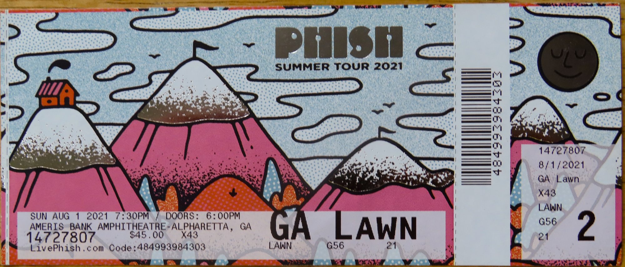 Ticket for 2021-08-01 at Ameris Bank Amphitheatre