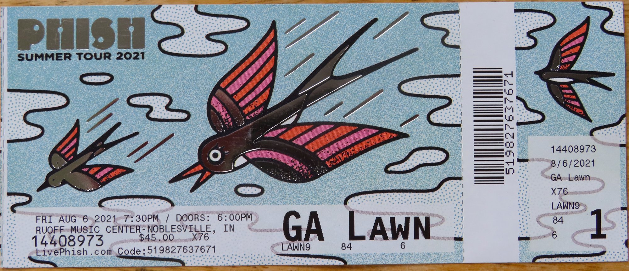 Ticket for 2021-08-06 at Deer Creek