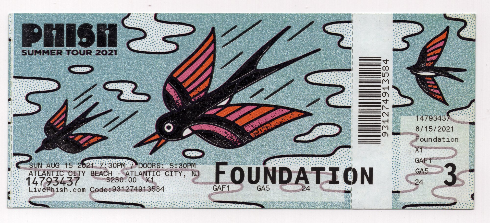 Ticket for 2021-08-15 at Atlantic City Beach