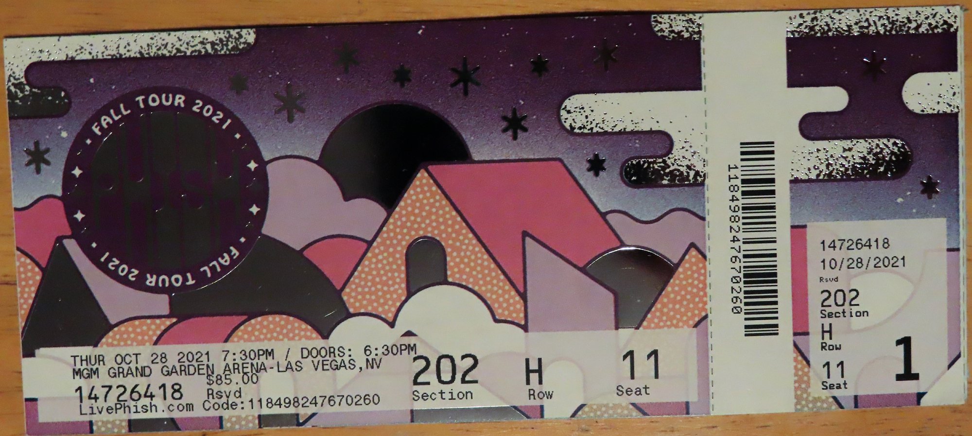 Ticket for 2021-10-28 at MGM Grand Garden Arena