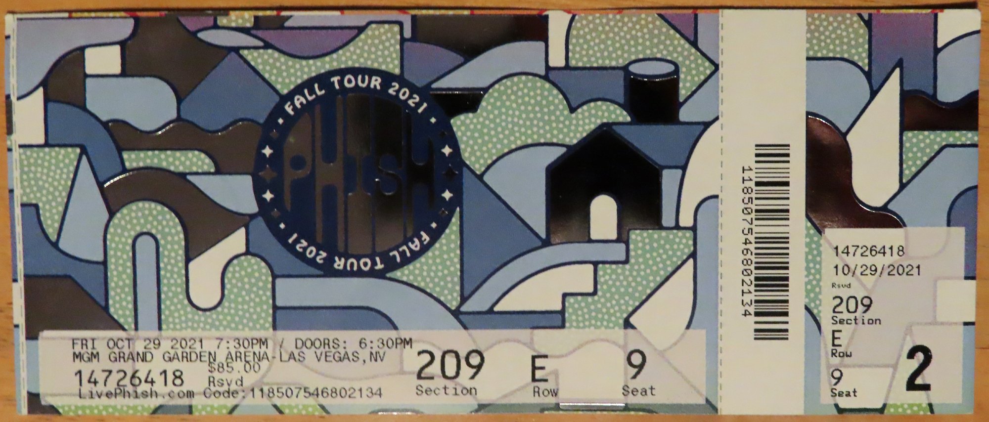 Ticket for 2021-10-29 at MGM Grand Garden Arena